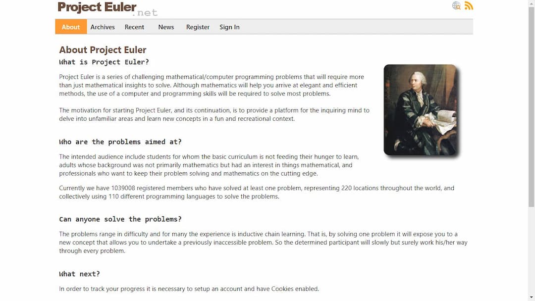 Background image of Project Euler