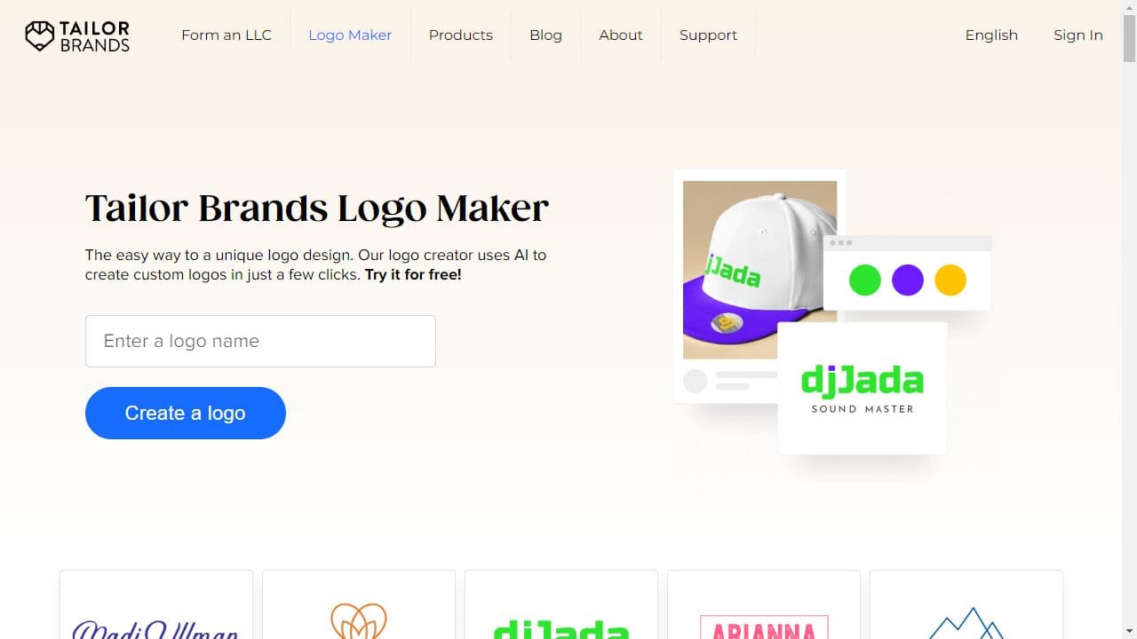 Background image of Tailor Brands Logo Maker