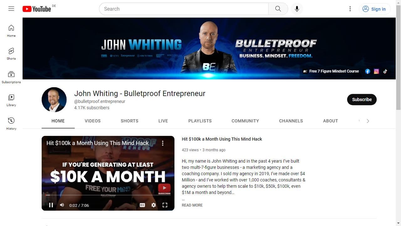 Background image of John Whiting - Bulletproof Entrepreneur