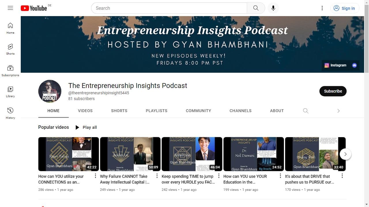 Background image of The Entrepreneurship Insights Podcast