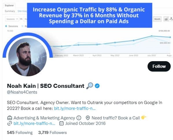 Background image of Noah Kain | SEO Consultant 